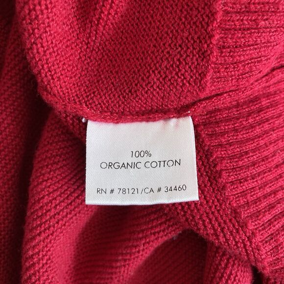 Eileen Fisher Sweater Womens 2X Organic Cotton Open Front Red Cardigan Staple - Picture 10 of 10